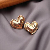 Mirror Shine Puffy Heart Studs – Silver & Gold Edition